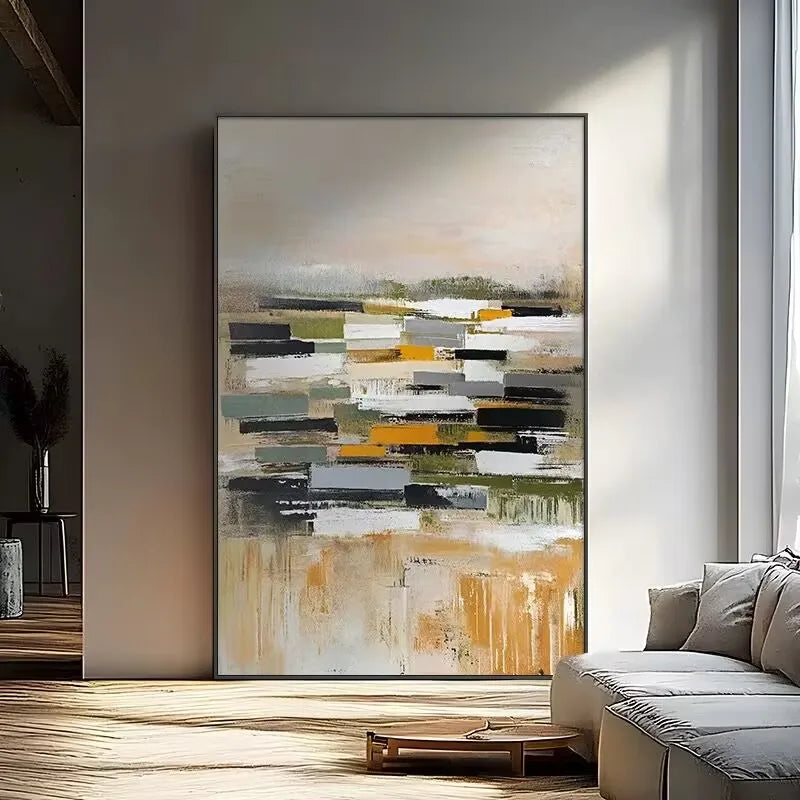 Nordic Abstract Pure Handmade Canvas Oil Painting,Texture Art Wall Picture, Interior Decor,Hanging Picture for Living Room Study Peaceful Pleasures Health and Wellness