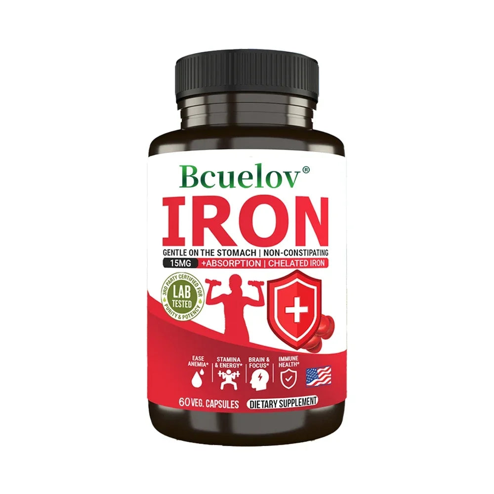 Bcuelov Iron Supplements 15mg – Energy, Immunity & Brain Health