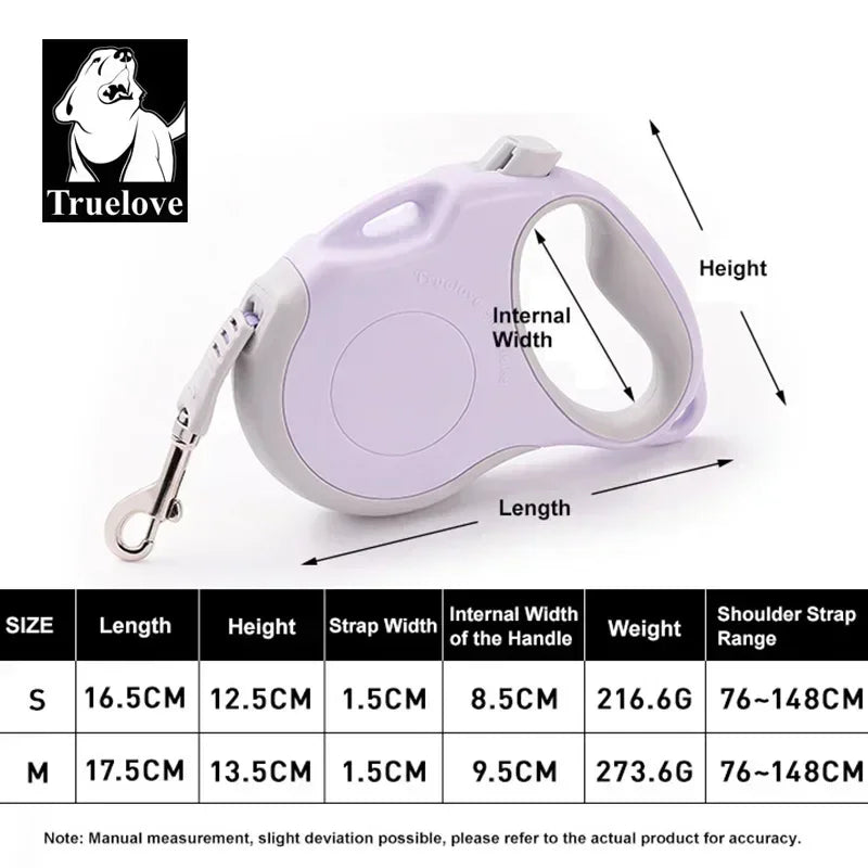 Truelove Tangle Free Retractable Dog Leash 16 Ft Strong Nylon Tape One-Handed Brake Pause Lock Dog Cat Owners Reliable TLL5001 Peaceful Pleasures Health and Wellness