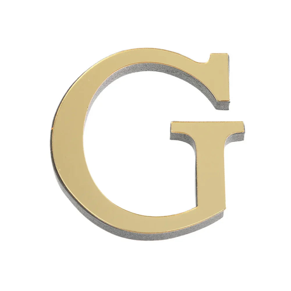 3D Mirror Acrylic Letter Wall Sticker | DIY Gold Alphabet Decal