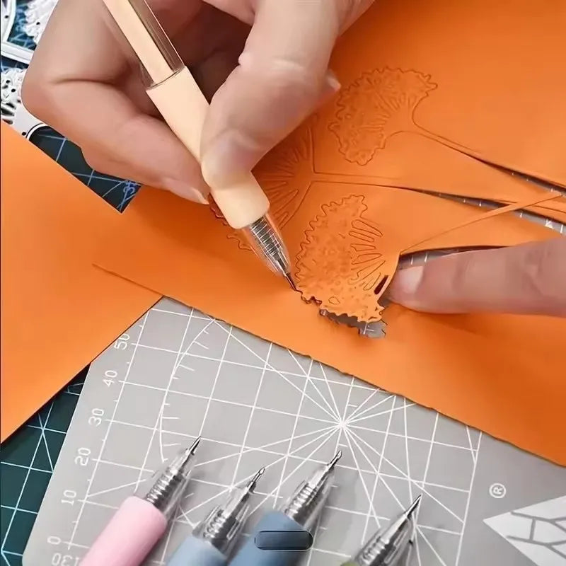6/1pcs Wrapping Cutting Utility Pen Knife Retractable Press Hand Account Pen Knife Creative Art Paper Cutting Tool for Student Peaceful Pleasures Health and Wellness