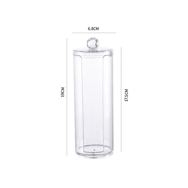 Round Acrylic Cotton Swab Box With Lid Dustproof Makeup Cotton Storage Toothpick Organizer Box Peaceful Pleasures Health and Wellness A3