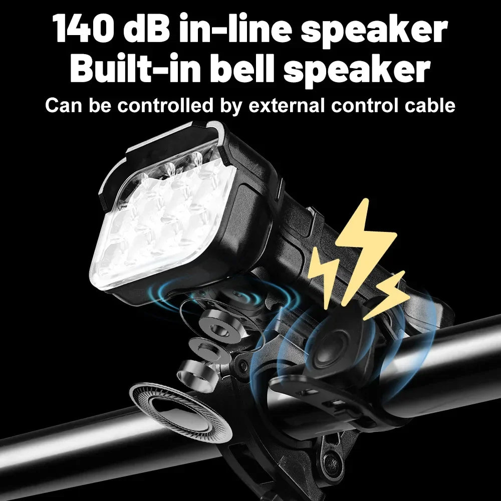 Bike Light & 140dB Horn – 12 LED 400 Lumen USB-C Rechargeable