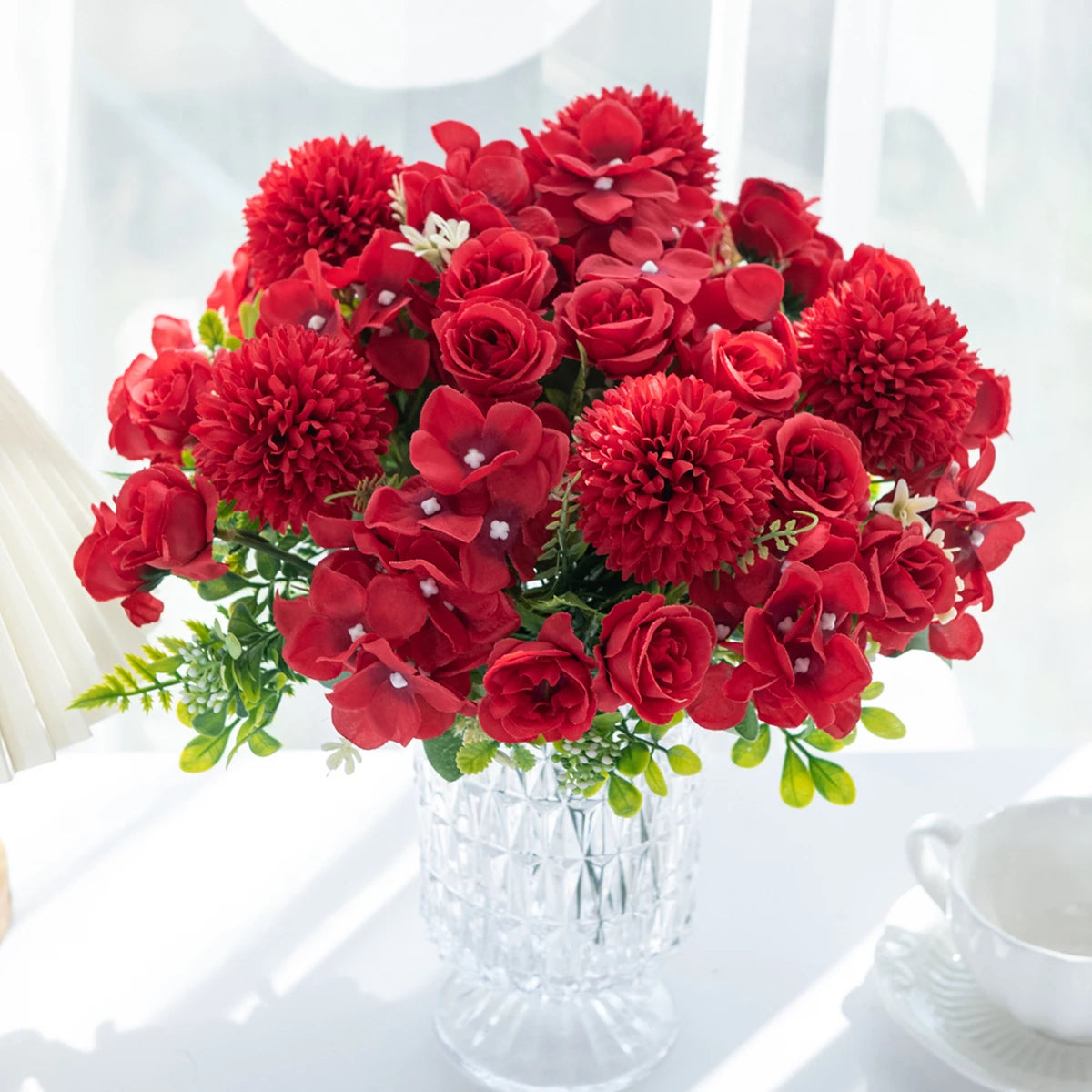 Silk Rose Chrysanthemum Artificial Bouquet – Wedding & Home Decor