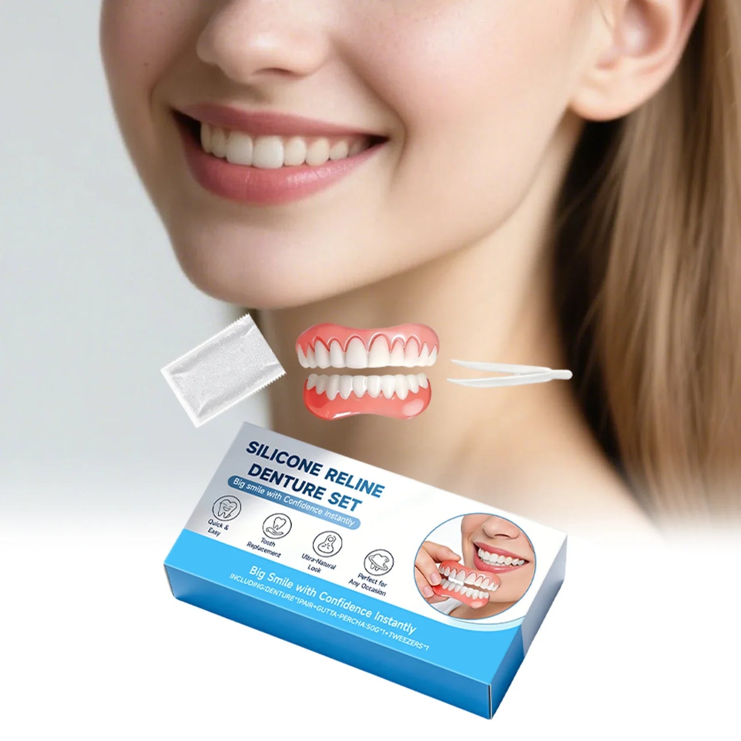 Moldable Smile Veneers – Instant Cosmetic Fake Teeth Denture Set
