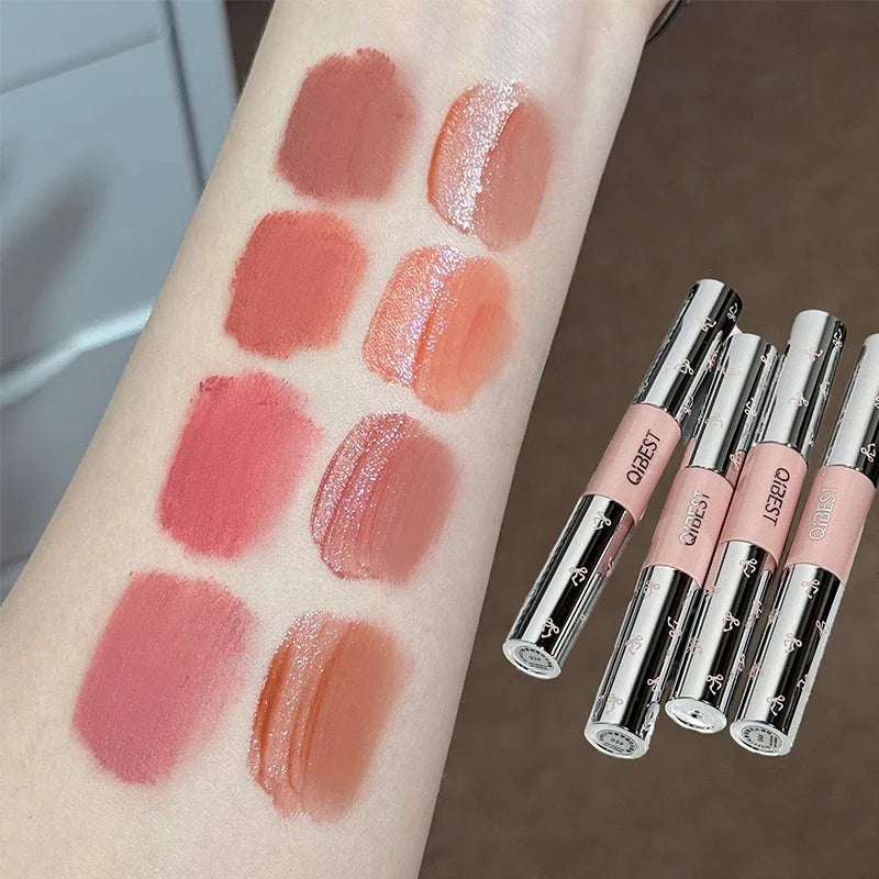QIBEST Double Ended Lip Glaze Lasting Sexy Red Tint Liquid Lipstick Moisturizing Mirror Lip Stain Lightweight Korean Cosmetics Peaceful Pleasures Health and Wellness