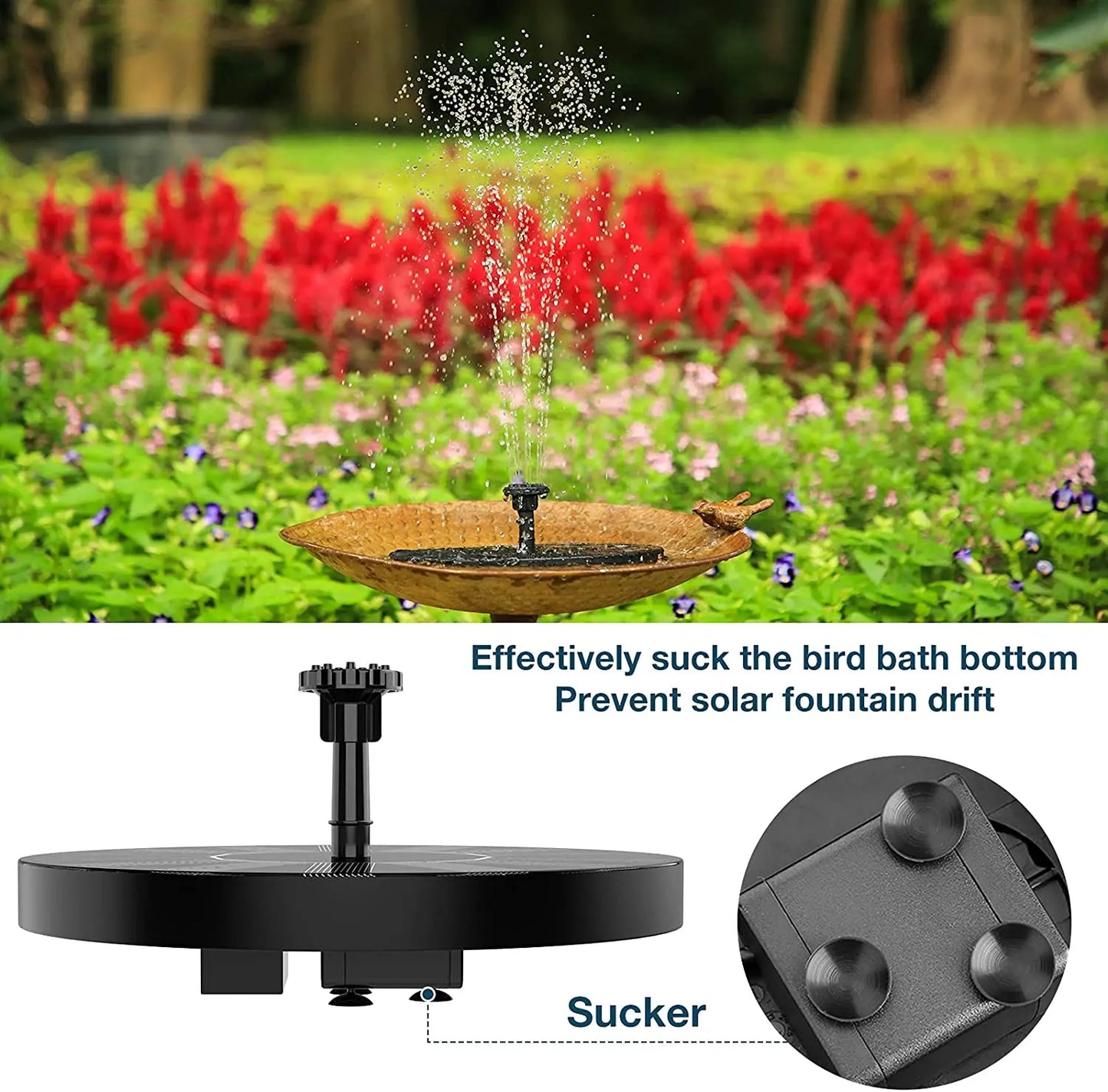 1.5W Solar Fountain Pump with 6 Nozzles – Bird Bath & Pond