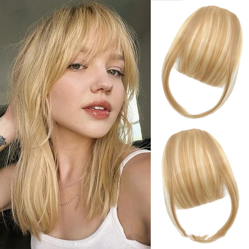 Synthetic Fake Air Bangs Natural Hair Extension Front Fringes Hairpiece Black Brown Clip In Bangs Double Sideburns Hair Styling Peaceful Pleasures Health and Wellness 11