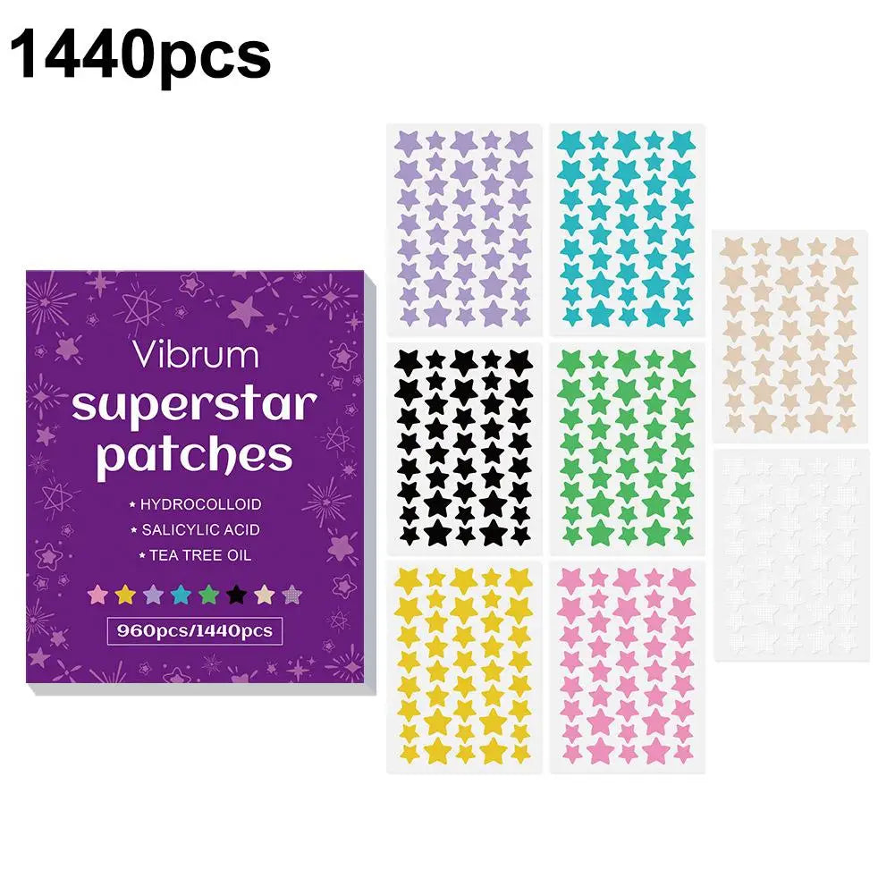 Colorful Star Hydrocolloid Pimple Patches | 960–1440 Pcs