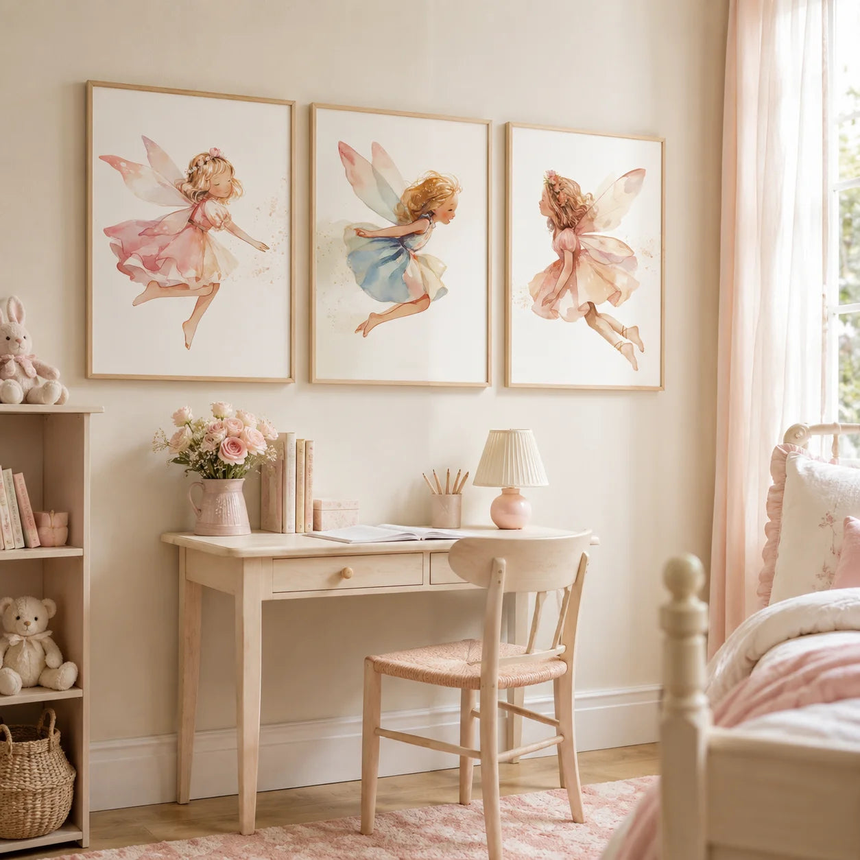 Nursery Wall Art, Nordic Cute Fantasy Fairy Canvas Painting, Baby Poster Print for Toddler Kids Princess Room Wall Decor Peaceful Pleasures Health and Wellness