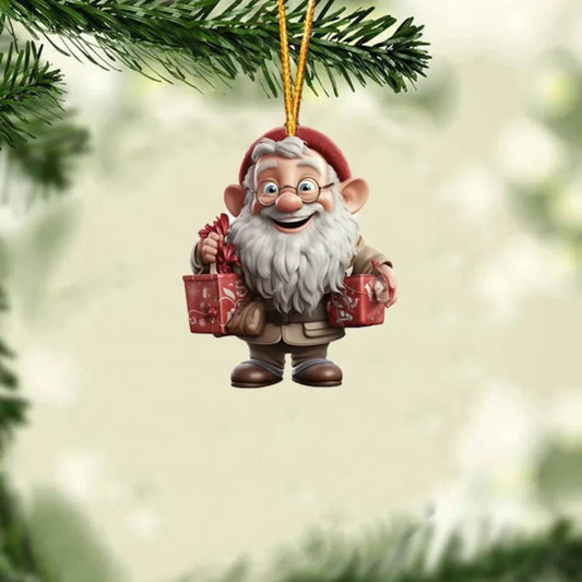2D Santa Claus Acrylic Christmas Tree Hanging Ornament | 8cm Christmas Ornament Oasis Select