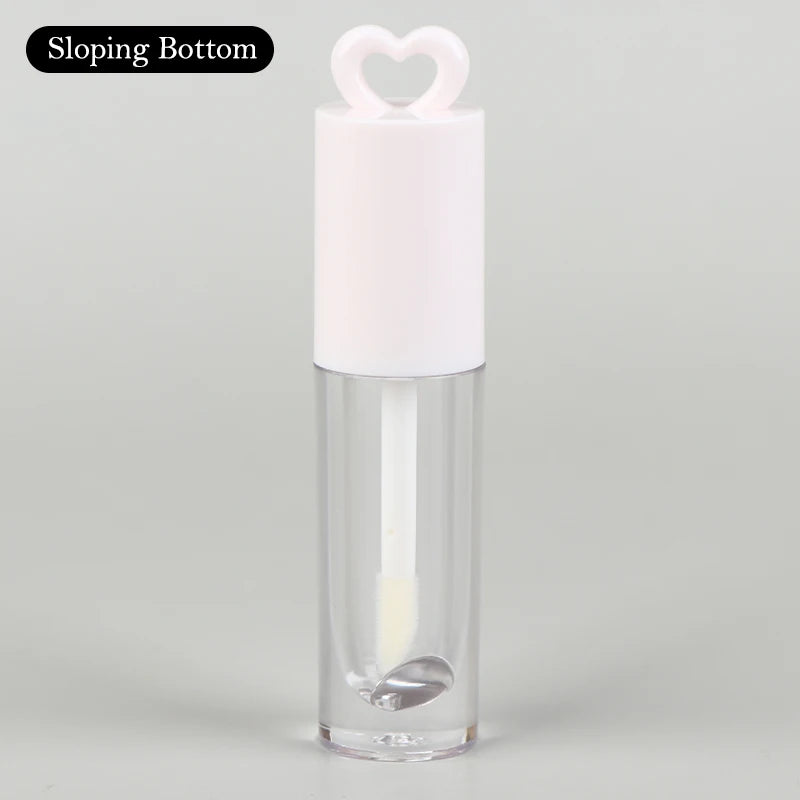 2.5ml Pink Heart-shaped Lip Enamel Tube With Keychain And Brush Rod Lip Gloss Tube Empty Bottle Lips Glaze Container Makeup Tool Peaceful Pleasures Health and Wellness Sloping bottom White