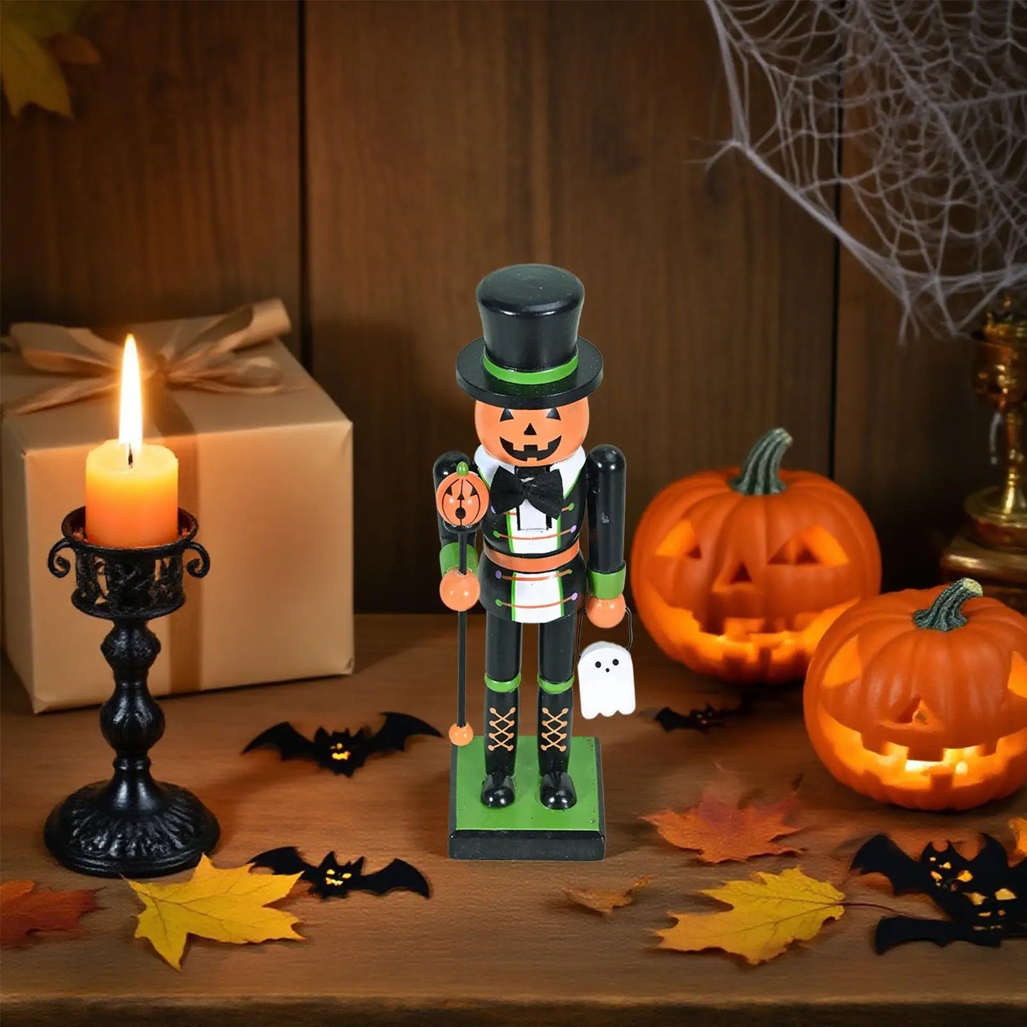 Halloween Nutcracker Figures Wooden Nutcracker Soldier Holiday Decor Goody Bag Fillers Spooky Decor Figurine for Home Display Peaceful Pleasures Health and Wellness