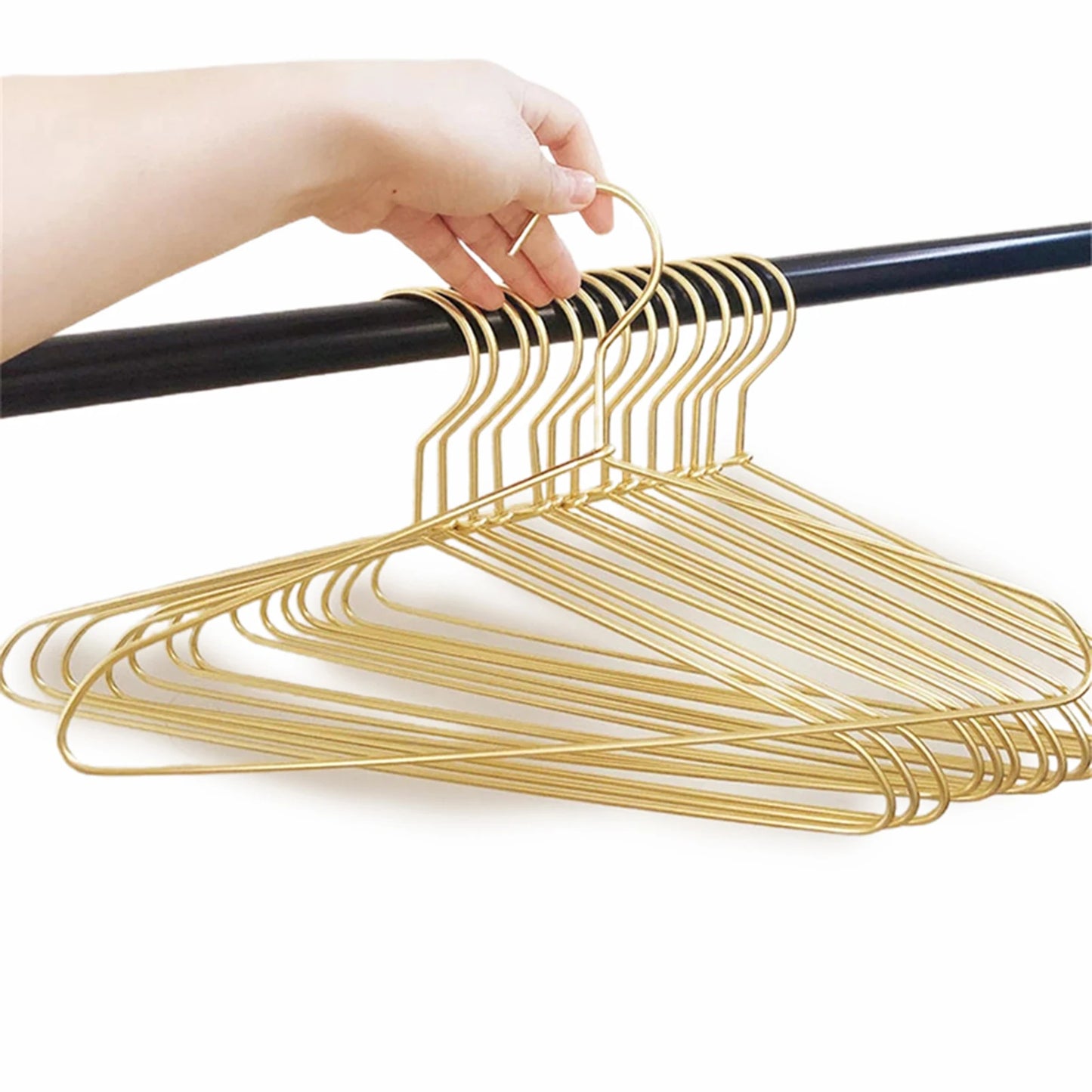 10pcs Silver/Gold Hanger For Clothes Aluminum Alloy Durable Clothes Hanger For Coats Skirts Pants Dress Peaceful Pleasures Health and Wellness B-Gold