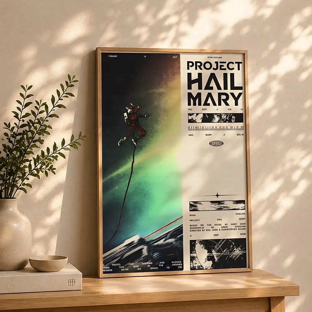 Movie-Project Hail Mary Poster HD Self Adhesive Waterproof Wall Art Ideal for Home Office Dorm Bedroom Great Gift Peaceful Pleasures Health and Wellness White20 40X50cmNoframe