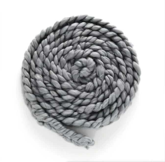 18 micron Chunky merino braid, 2M braid basket filler newborn photography props ニューボーンフォト신생아 사진 newborn acessórios fotografia Peaceful Pleasures Health and Wellness dark grey (2M)