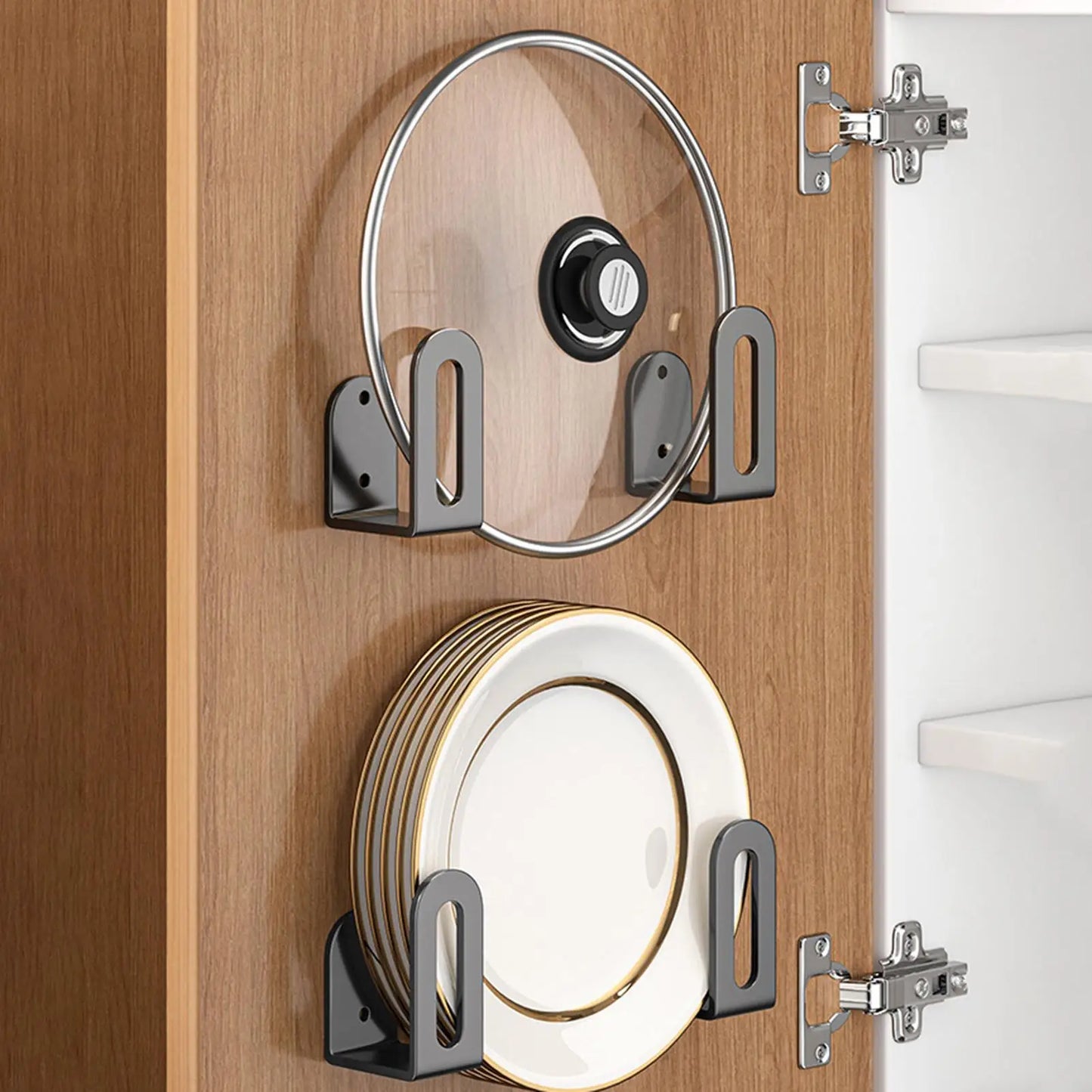 Wall-Mounted Pot Lid Holder Kitchen Organizer Rack (2-Pack)