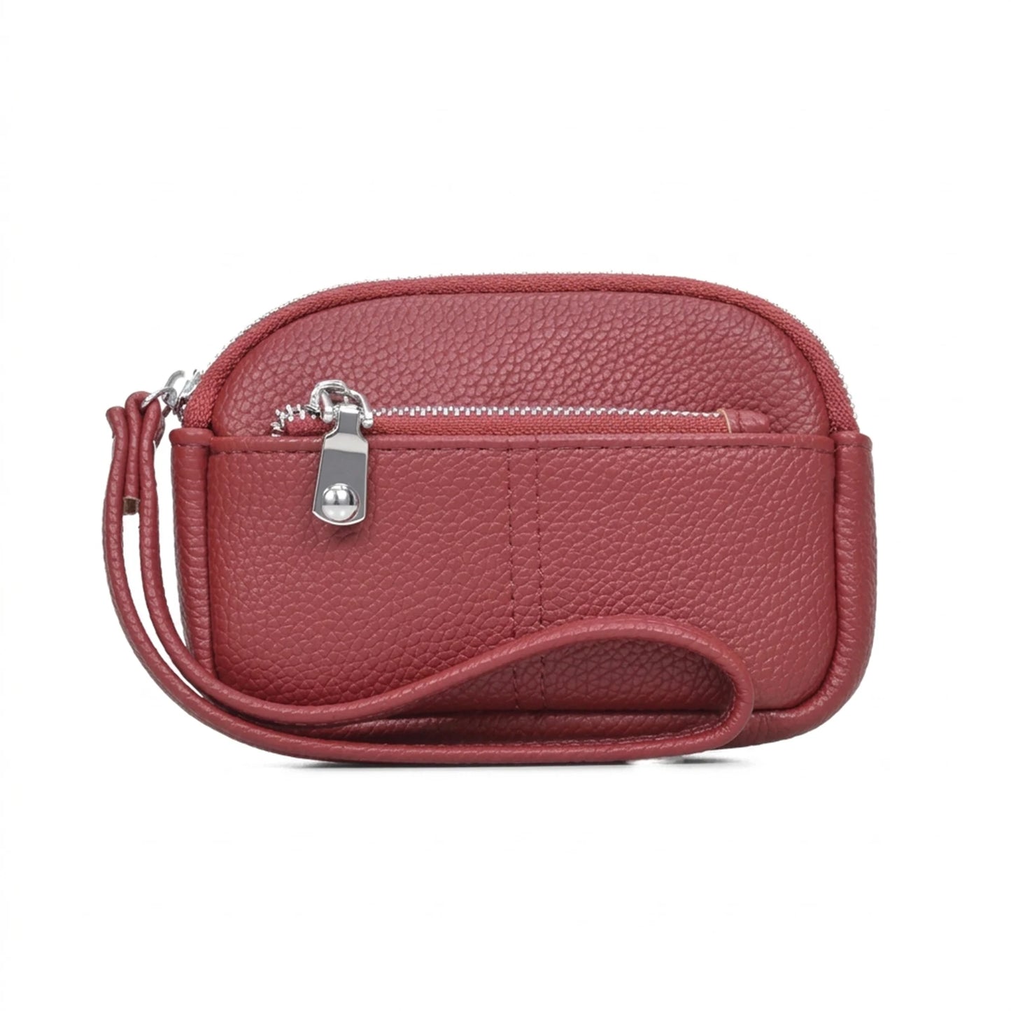 Korean Style Double Zipper Mini Pouch Key And Coin Organizer Bag With Large Capacity Peaceful Pleasures Health and Wellness Red