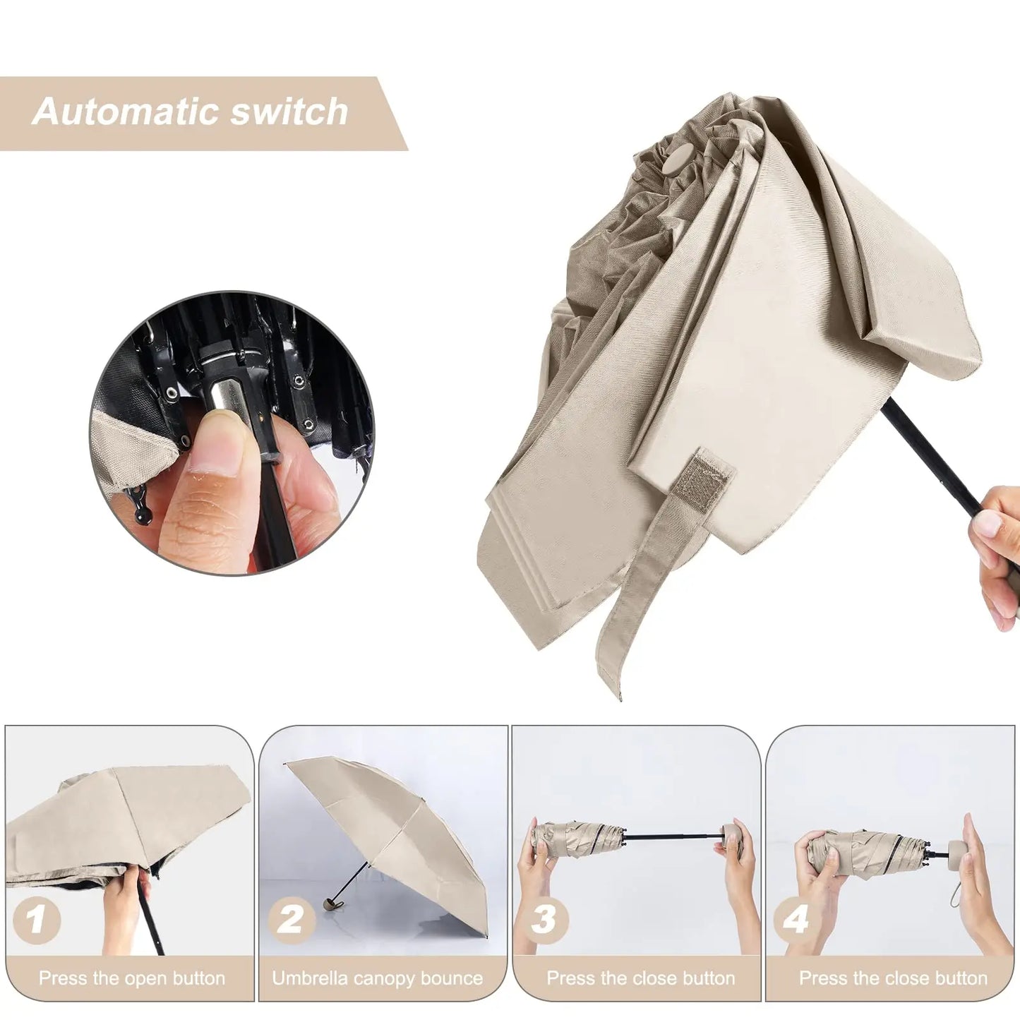 CLOUDIA Mini Folding Umbrella – UV & Rain Protection Compact