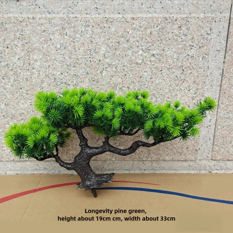 Simulation Welcoming Pine Bonsai Desktop Decor Simulation Plant Small Potted Living Room Green Plant Decoration Ornaments Peaceful Pleasures Health and Wellness B 1pcs