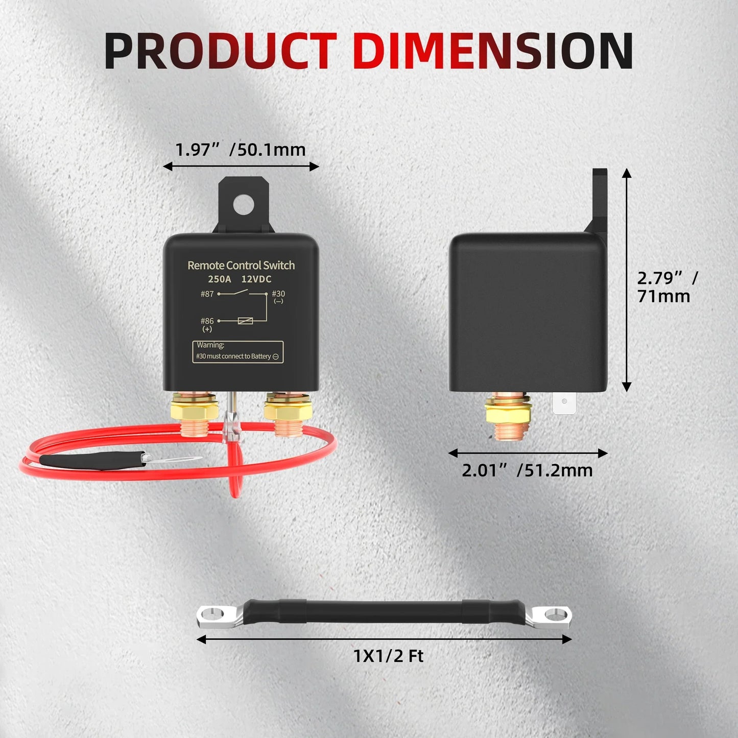 Kill Switch for Car 12V Remote Battery Disconnect Switch 250A Anti-Theft Remote Control Switch with Two Wireless Remote Control Peaceful Pleasures Health and Wellness