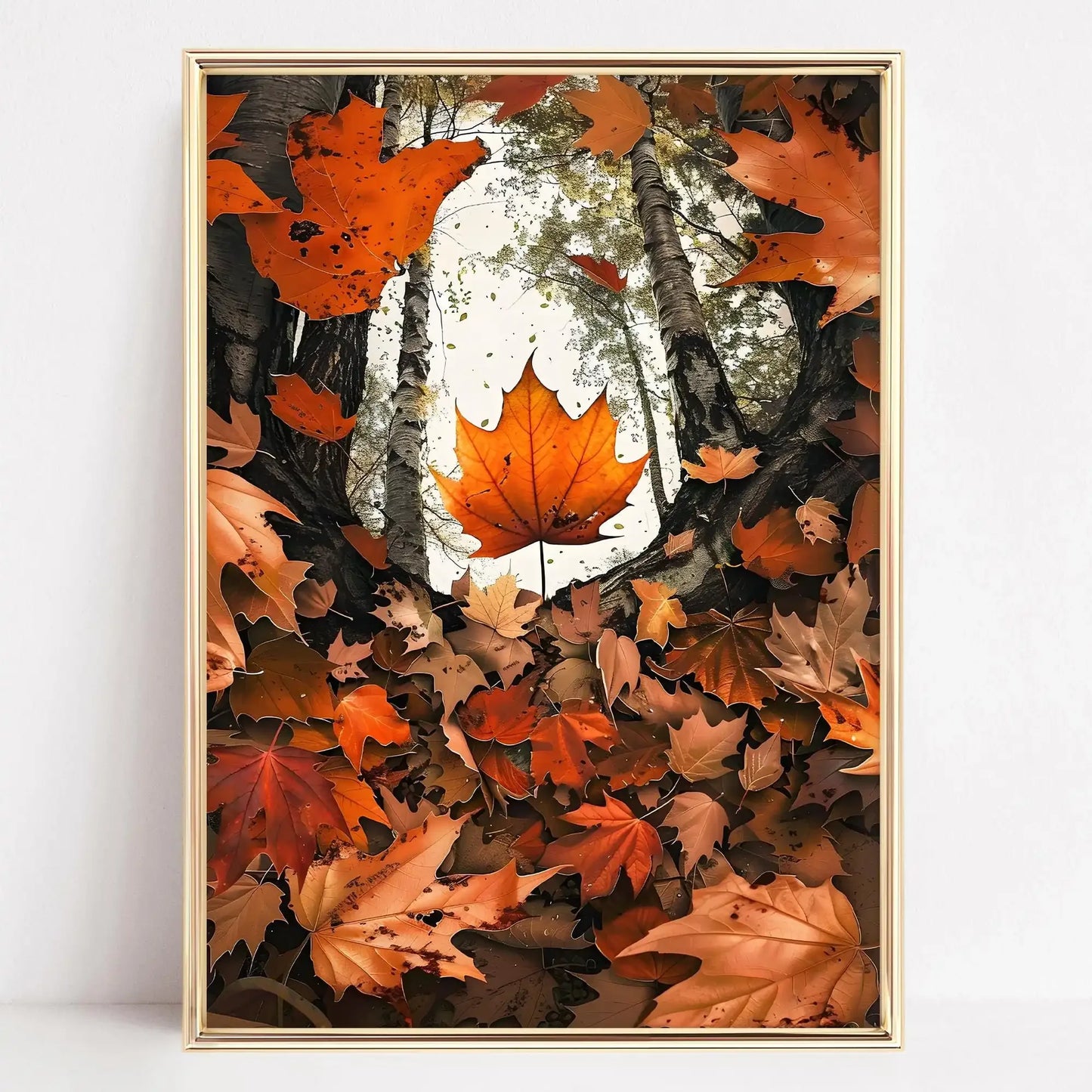 Autumn Forest Path Canvas Print | Golden Leaves Wall Art