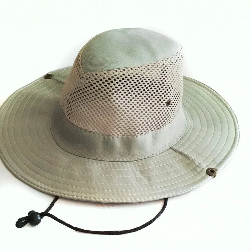 Men's Wide Brim Knight Sun Hat Monochrome Matte Outdoor Fisherman Cap