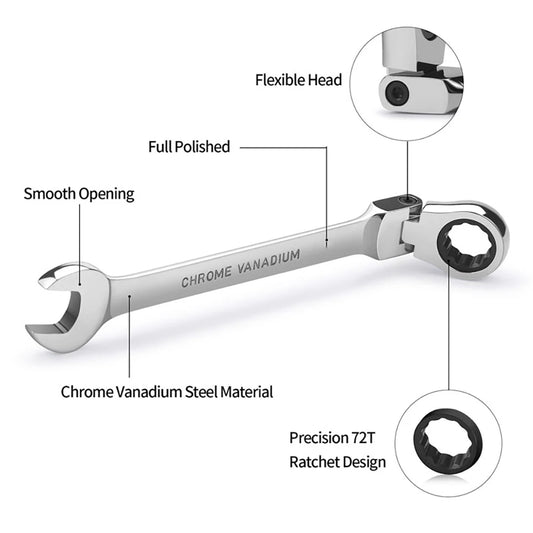 1-Piece Ratchet Wrench of Keys Spanner Hand Tool 72-Tooth Ratcheting Flexible Head Mirror Finish Adjustable Wrench Tools Peaceful Pleasures Health and Wellness