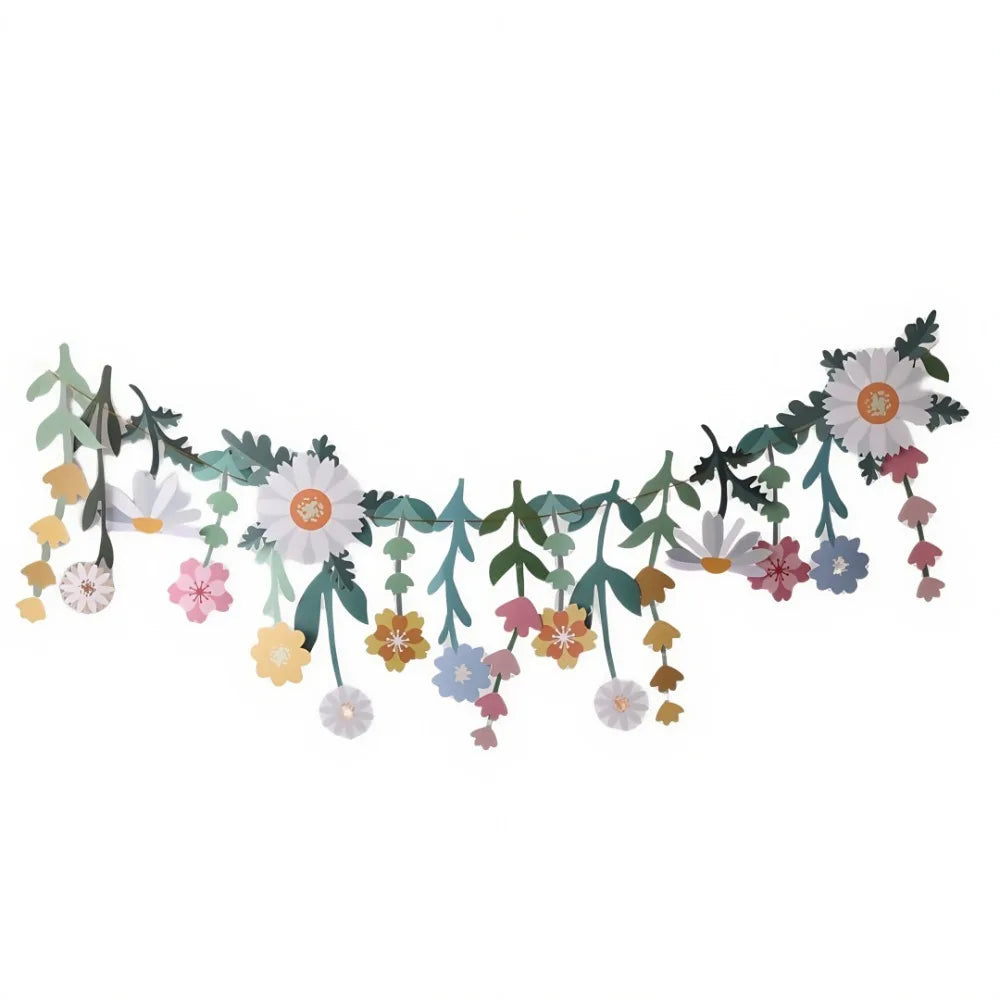 Floral Double-Sided Paper Banner | Spring Party Hanging Decor