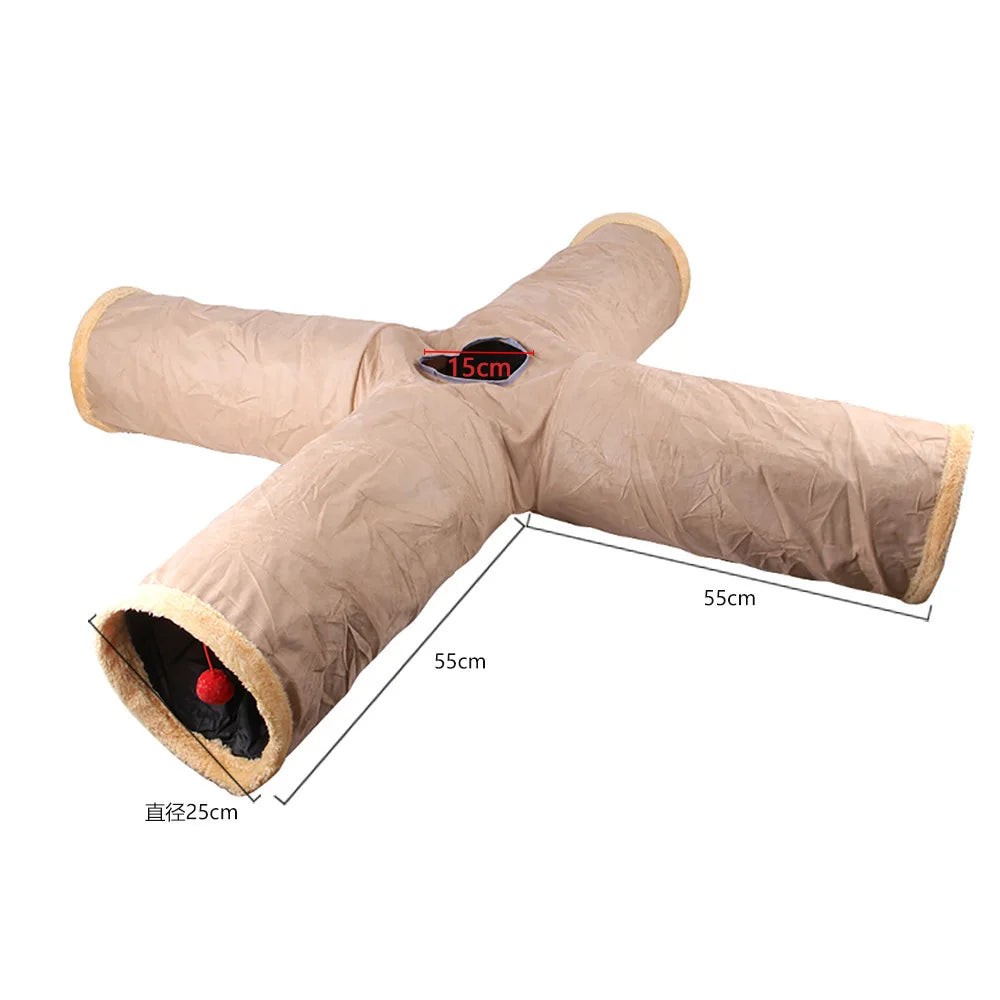 Cat Tunnel Tube Kitty Bored Pet Toys Peek Hole Toy