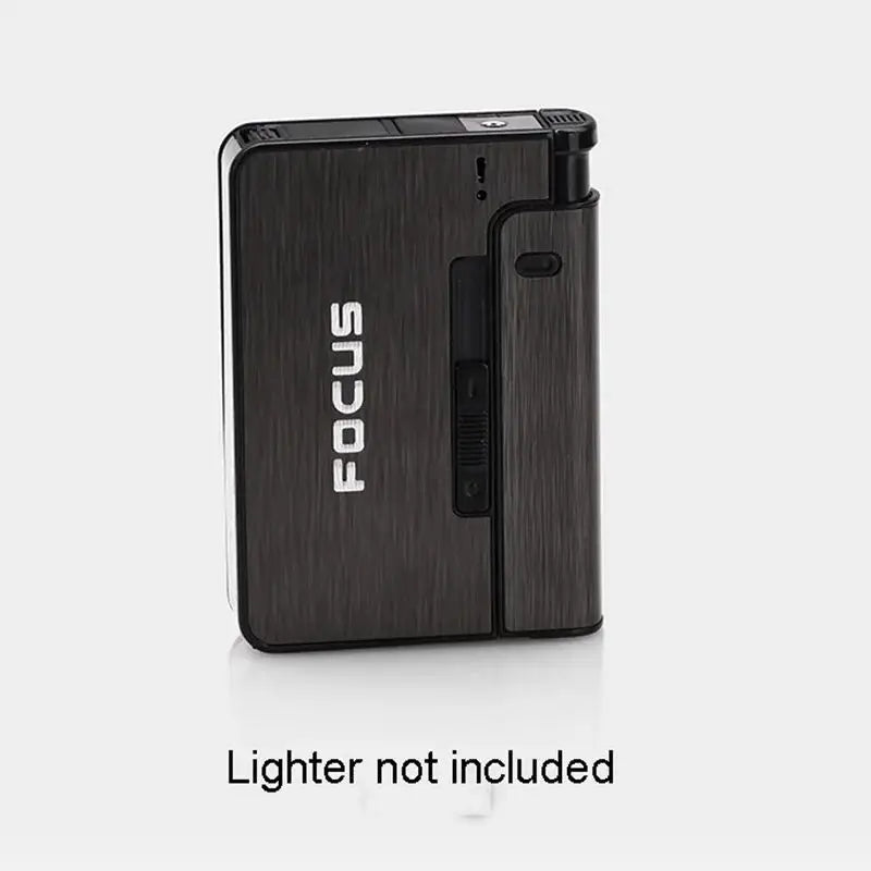Portable Automatic Cigarette Case Metal Cigarette Holder Box for 10pcs King Size Cigarette Lighter Not Included Gift for Men Dad Peaceful Pleasures Health and Wellness black