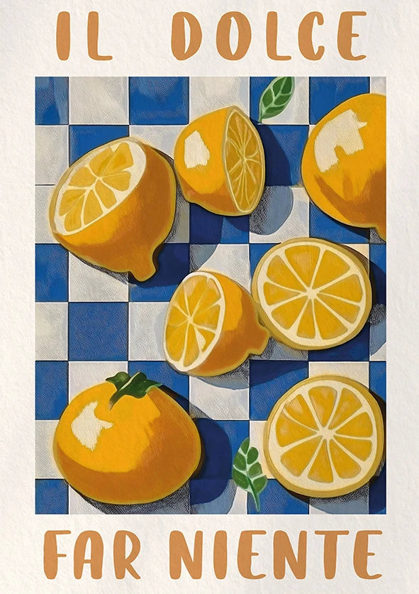 Retro Lemon Olive Tree Canvas Wall Art | Summer Home Decor