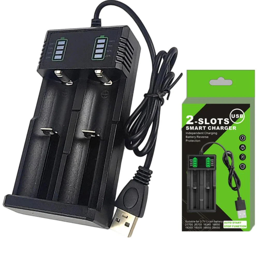 USB Smart Battery Charger 1/2/4-Slot – 18650 21700 26650