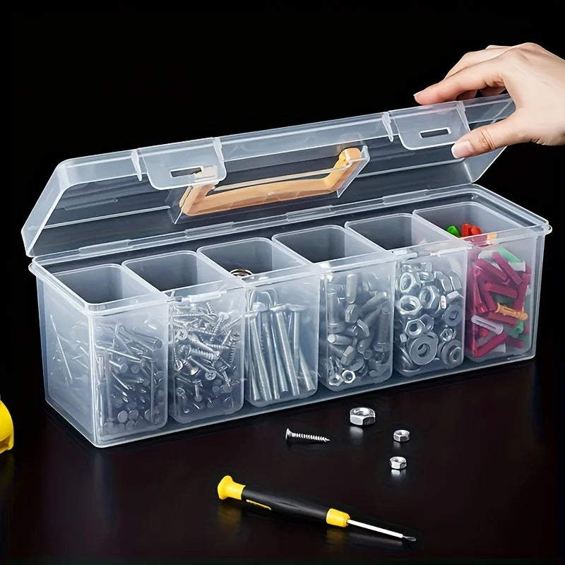 7-Piece Transparent Parts Organizer Set with Dividers | DIY Storage