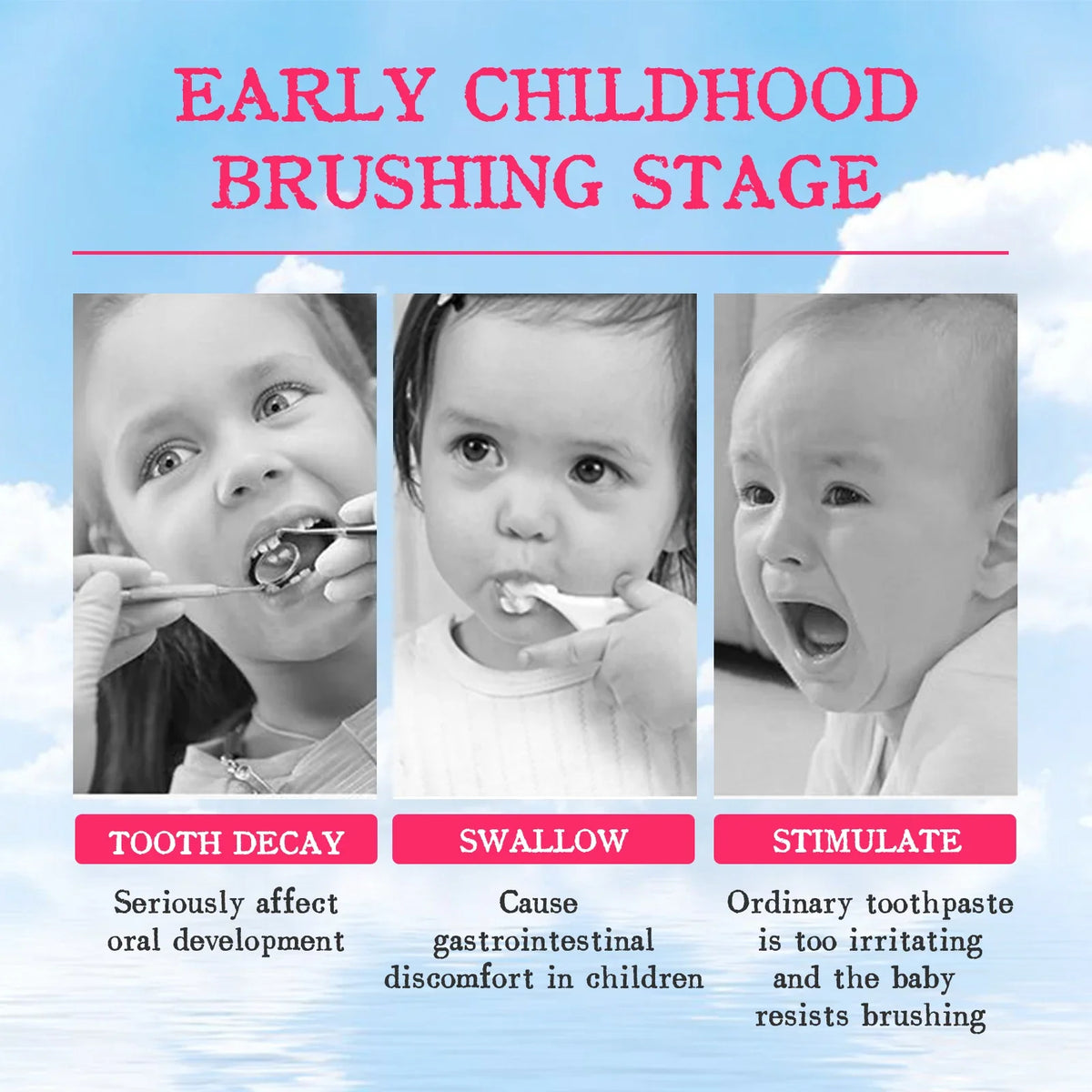 Children Toothpaste Probiotics Stain Removal Tooth Mousse Oral Cleaning Fruit Flavor Fresh Breath Kids Dental Care Toothpaste Peaceful Pleasures Health and Wellness