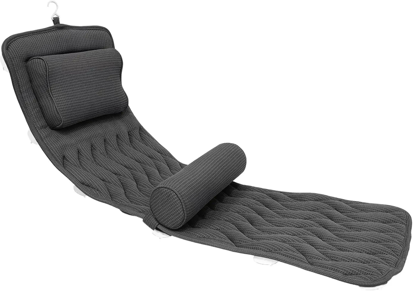 Full Body Bath Pillow with Adjustable Lumbar Support, 14 Suction Cups, Air Mesh Cushion for Any Tub - Gray Peaceful Pleasures Health and Wellness United States