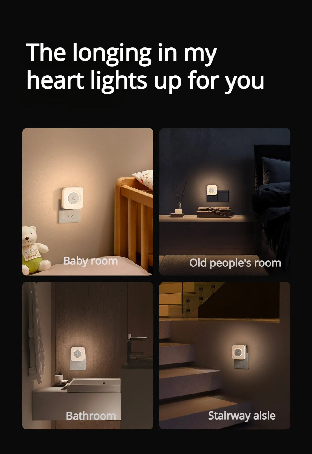 Aqara Human Body Sensor Lamp Plug-in Version LED Eye-Caring Light Dual Bedside lamp 3000K Soft Smart Sensor Night Light Peaceful Pleasures Health and Wellness