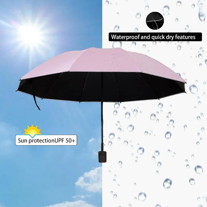 Large UV Protection Folding Umbrella – Sun & Rain Compact
