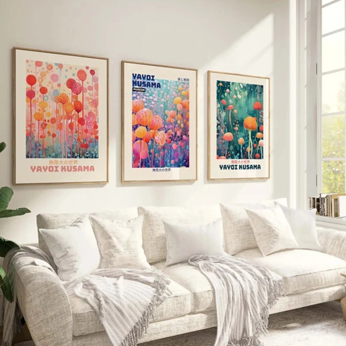 Yayoi Kusama Canvas Wall Art 3-Piece Set | Japanese Decor