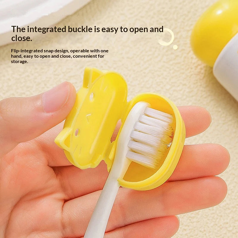 4pcs Cat Shape Travel Toothbrush Head Covers Toothbrush Protector Cap Case Protective Portable Plastic Clip For Household Travel Peaceful Pleasures Health and Wellness