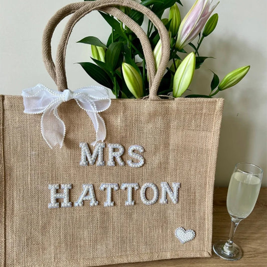 Personalized Name Jute Tote Bag Bride Wedding Engagement Bridal Shower Decoration Bachelorette Party Supplies Future Mrs Present Peaceful Pleasures Health and Wellness