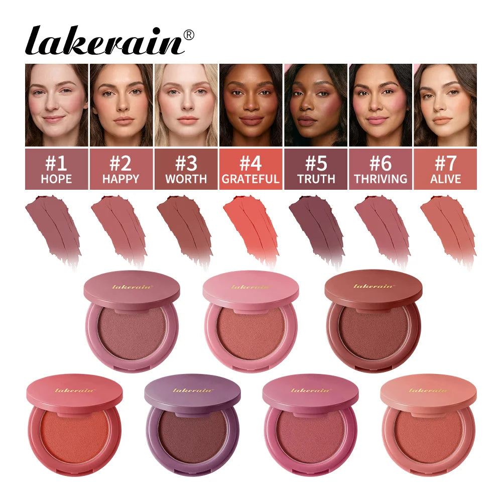 Lakerain Soft Poke Matte Blush Fresh Silky-smooth Skin Finish Long Lasting Luminosity Moisturizing Natural Matte Bouncy Blusher Peaceful Pleasures Health and Wellness