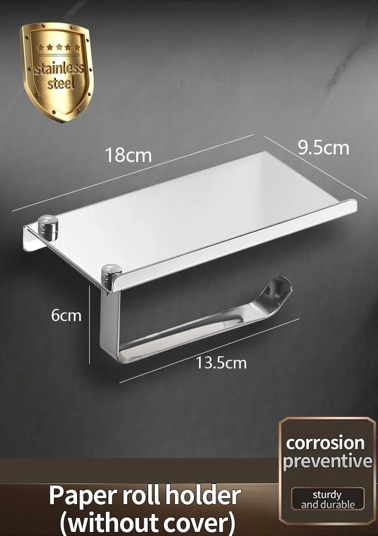 304 Stainless Steel Toilet Paper Holder – Waterproof Wall Mount