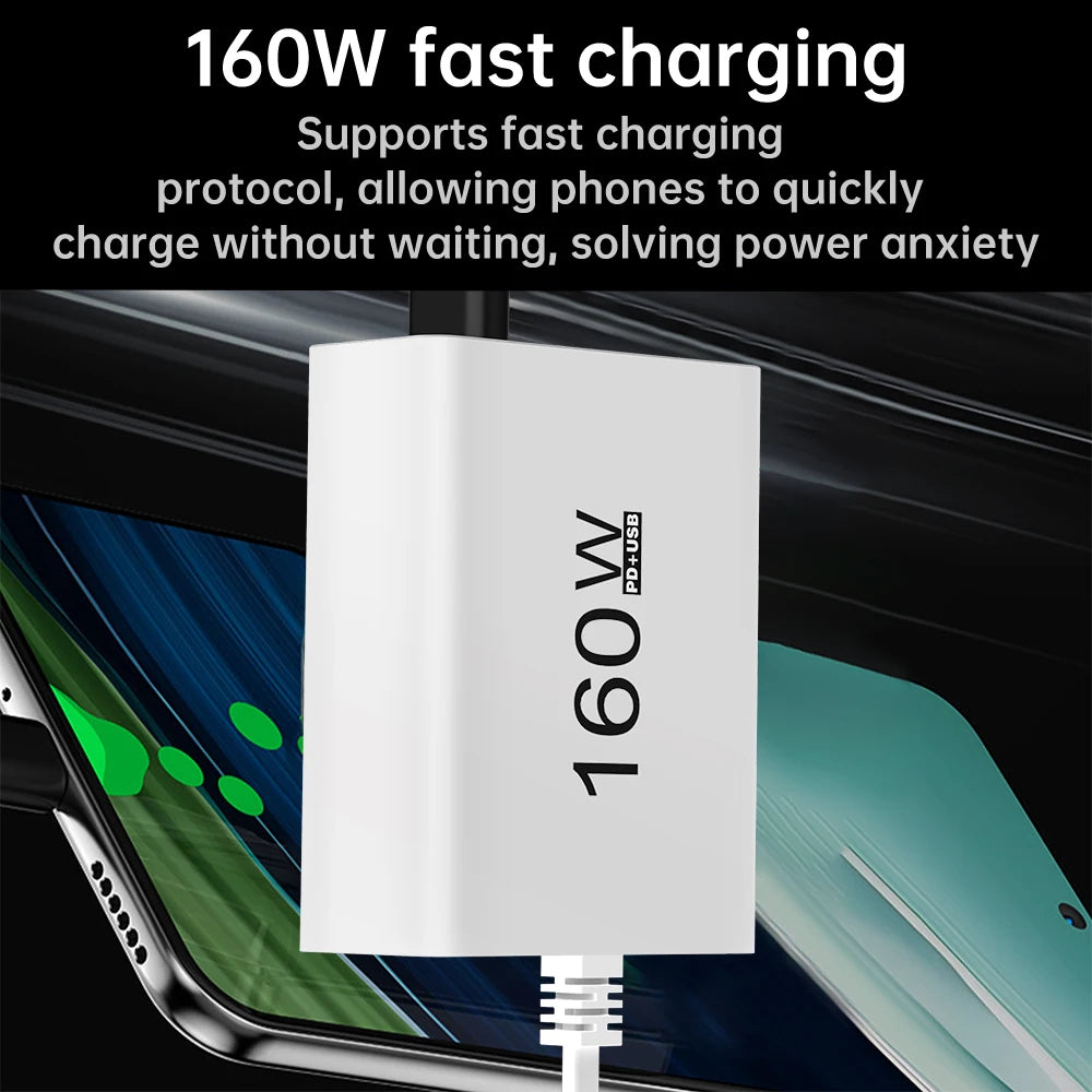 160W 7-Port USB Wall Charger PD QC3.0 Fast Charging EU US Peaceful Pleasures Health and Wellness