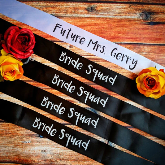 Set of 5 Personalized Bachelorette Party Sashes | Bridal Gift Personalized Party Sash Peaceful Pleasures Health and Wellness