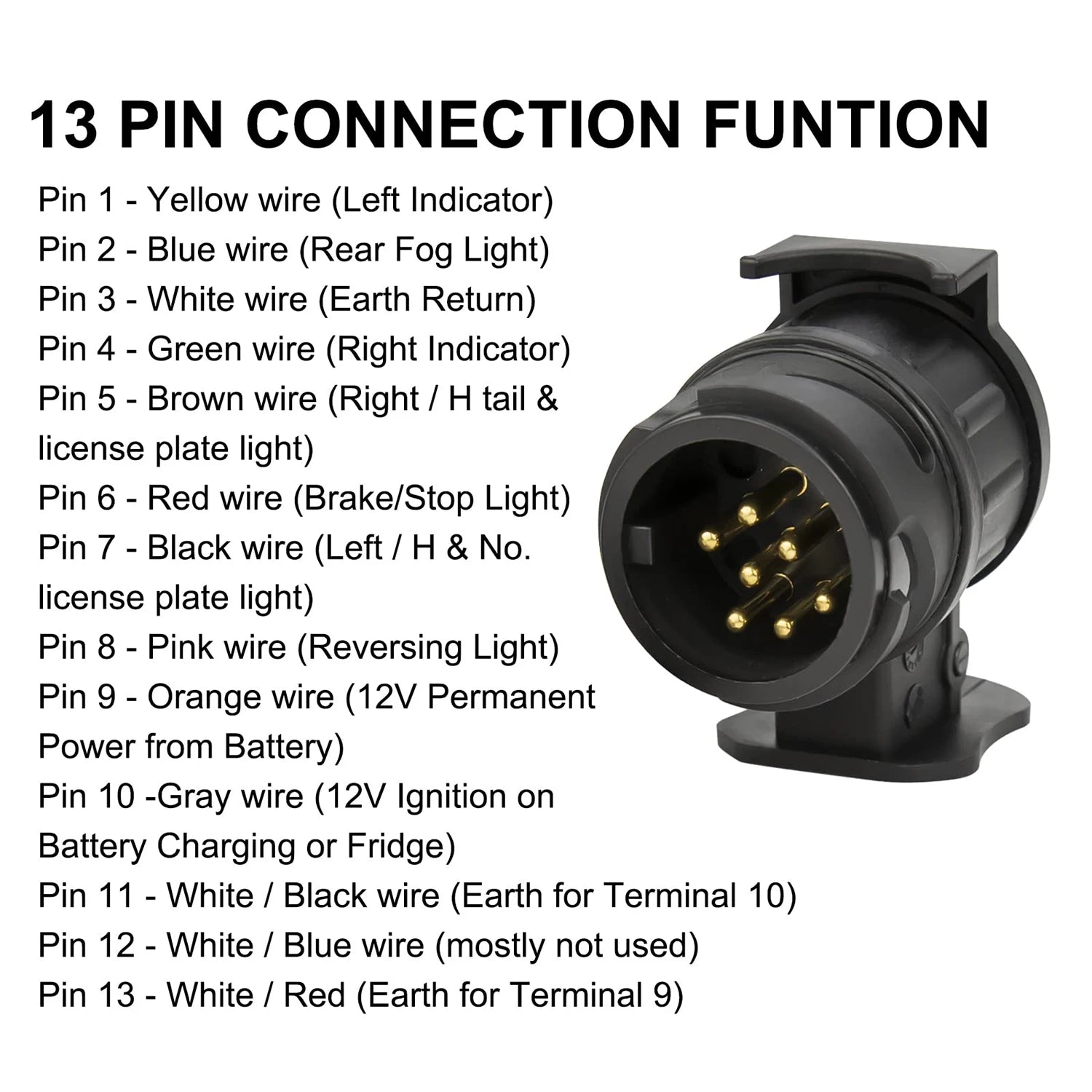 13 Pin to 7 Pin Towing Adaptor Trailer Caravan Truck Towbar Car Plug Adapter 12V Waterproof Electric Socket Converter Connector Peaceful Pleasures Health and Wellness
