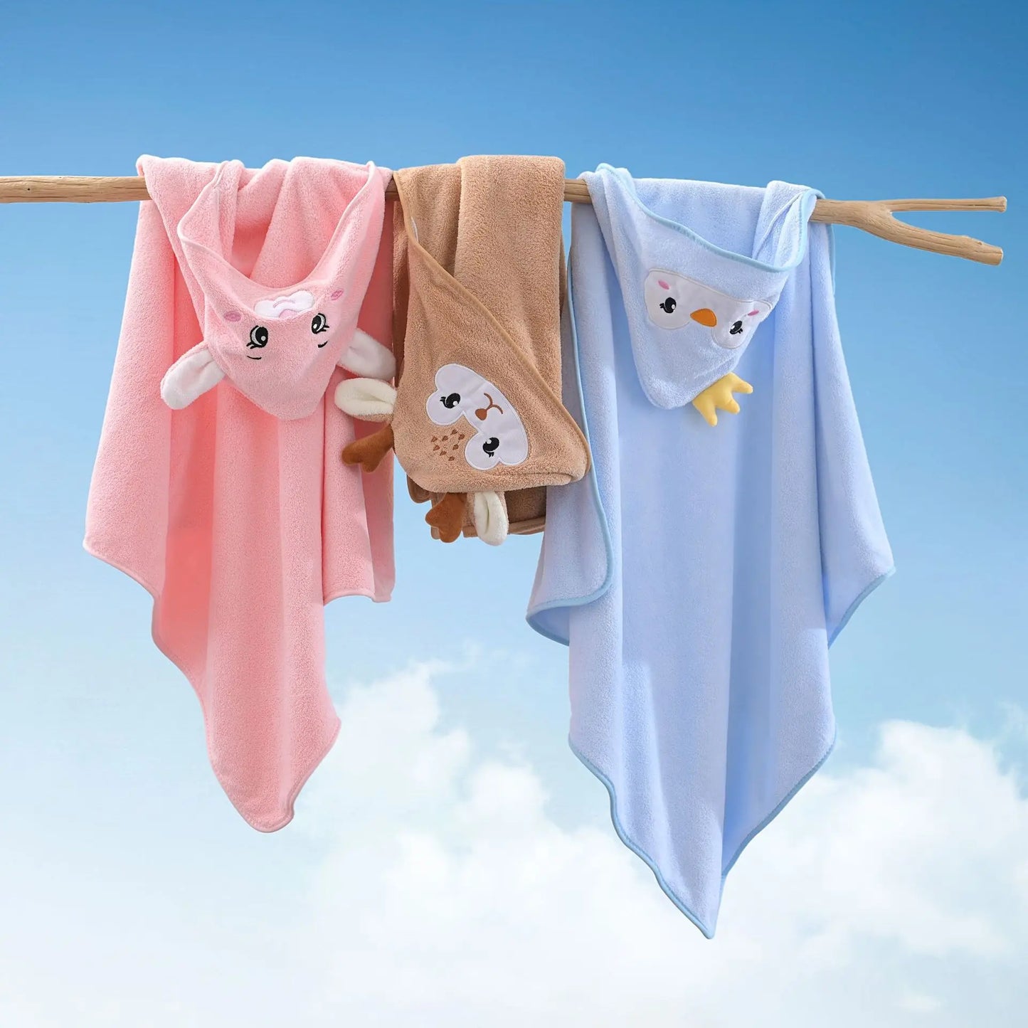 Cartoon Hooded Baby Bath Towel & Swaddle Wrap | Newborn 0-1Y