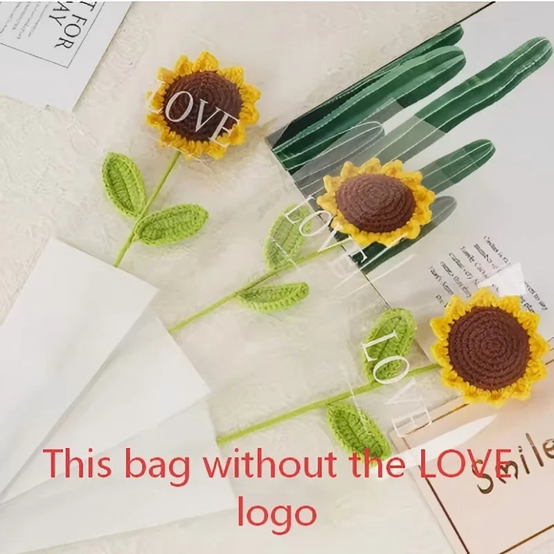 3Pcs Sunflower Hand Woven Bouquet Creative Wool Knitting Flower Sunflower Decorations Teachers Day Mother S Day Birthday Gift Peaceful Pleasures Health and Wellness