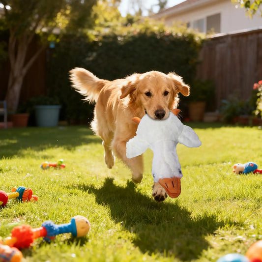 White Duck Plush Dog Chew Toy | Bite-Resistant Stuffed Pet Toy Plush Dog Toy Peaceful Pleasures Health and Wellness China Mainland