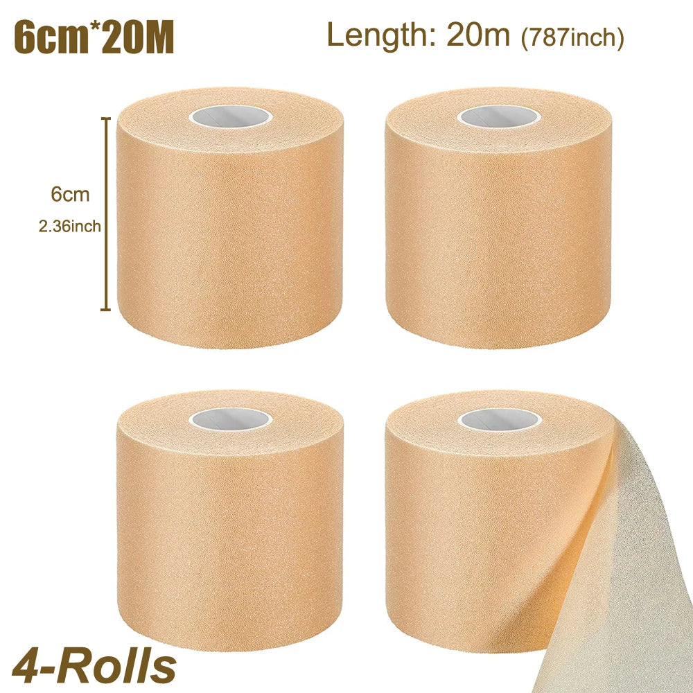 4-Rolls Athletic Pre Bandage Wrap Tape, Foam Underwrap Athletic Tape, Sport Pre wrap Athletic Tape for Hair Ankle Wrists Knees Peaceful Pleasures Health and Wellness 6cm X 20m ( 4Rolls)